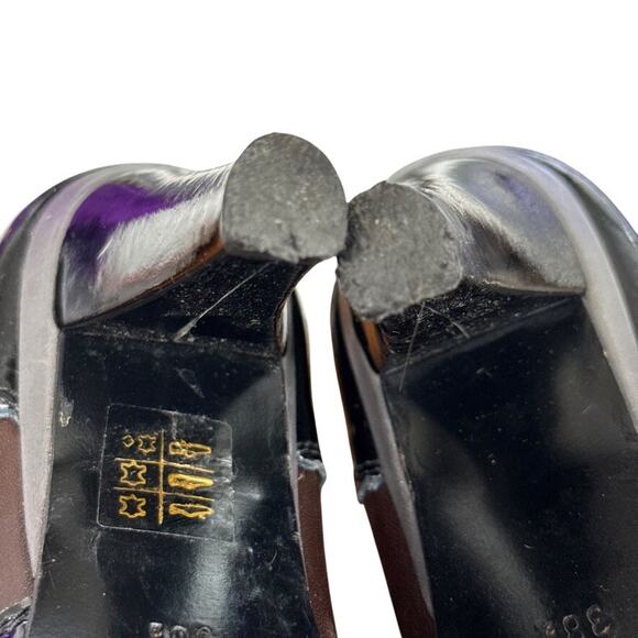 Taryn Rose Brown Black Wingtip Leather Ankle Boots Booties Heels Shoes 38.5 8.5 - Picture 14 of 16